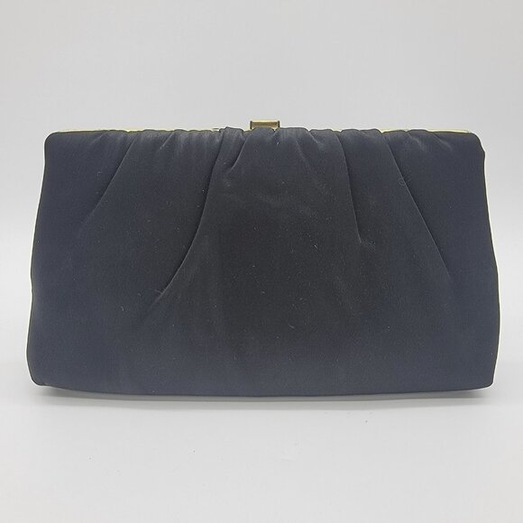 Vintage Harry‎ Levine HL USA Black Fabric Classic Evening Clutch Chain Purse EUC - Picture 4 of 5